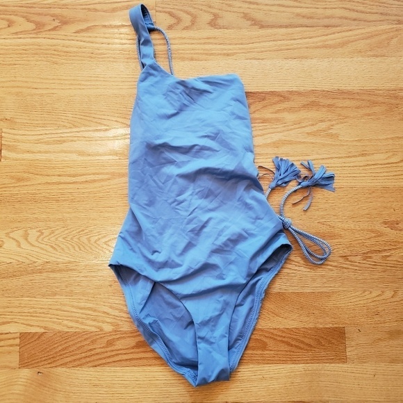 New Red Carter Ocean Blue one Shoulder 1 piece Swimsuit strappy Tie Back Size XS - Picture 4 of 5